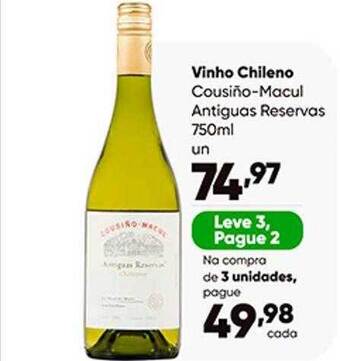 Zaffari Vinho chileno cousiño-macul antiguas reservas leve 3 pague 2 oferta