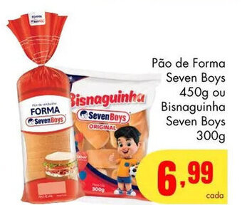 Barbosa Supermercados Pao de Forma Seven Boys 450g ou Bisnaguinha Seven Boys 300g oferta