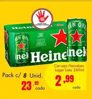 Barbosa Supermercados Cerveja Heineken Lager Lata 269ml oferta