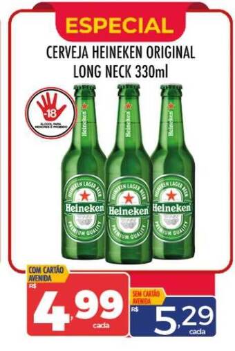 Supermercados Avenida Cerveja heineken original long neck oferta