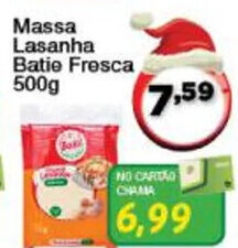 Chama Supermercados Massa lasanha Batie Fresca 500g oferta