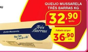 Roldão Queijo mussarela três barras kg oferta