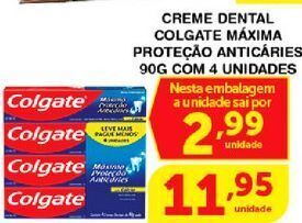 Roldão Creme dental colgate 90g 4un oferta