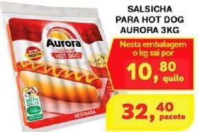 Roldão Salsicha para hot dog aurora 3kg oferta