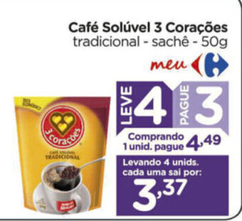 Carrefour Cafe Soluvel 3 Coracoes 50g oferta