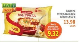 Sonda Lasanha congelada Sadia Sabores 600g oferta