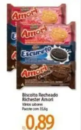 Atacadão Biscoito Recheado Richester Amori 35.6g oferta