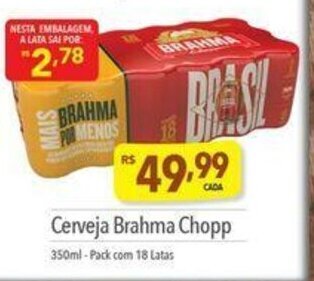 Supermercados Condor Cerveja Brahma Chopp 350ml pack com 18 latas oferta