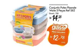 Giassi Supermercados Conjunto Potes Plasvale Wave 3 Peças oferta