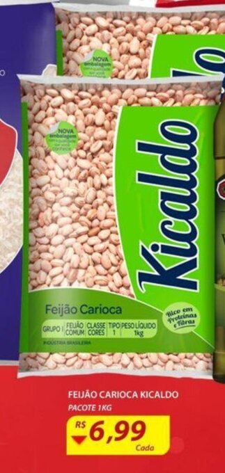 Assaí Atacadista Feijao Carioca Kicaldo pacote 1kg oferta