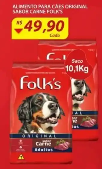 Assaí Atacadista Alimento para caes Original Sabor Carne Folks oferta