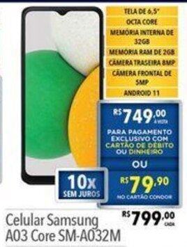 Supermercados Condor Celular Samsung A03 Core oferta