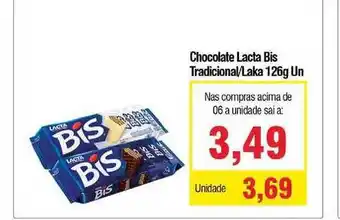 Spani Atacadista Chocolate Lacta Bis Tradicional Laka 126g oferta
