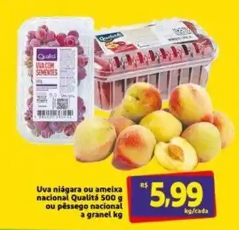Extra Supermercado Uva Niagara ou Ameixa nacional Qualita 500g ou pessego nacional a granel 1kg oferta