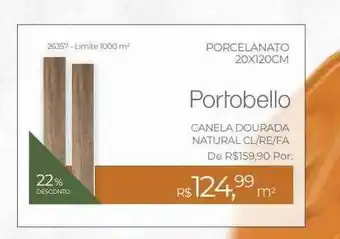 ABC da Construção Porcelanato 20x120cm portobello 22% desconto oferta
