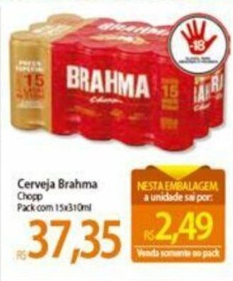 Atacadão Cerveja Brahma Chopp pack com 15x310ml oferta