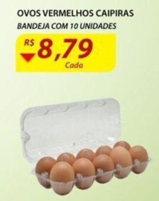 Assaí Atacadista Ovos Vermelhos Caipiras bandeja com 10 unidades oferta