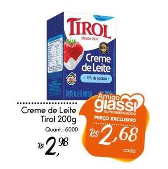 Giassi Supermercados Creme de leite tirol oferta