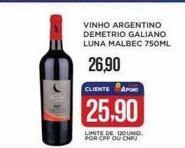 Apoio Mineiro Vinho argentino demetrio galiano luna malbec oferta