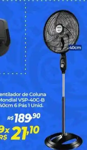 Atakarejo Ventilador de coluna mondial vsp-40c-b 40cm 6 pás 1 unid. oferta