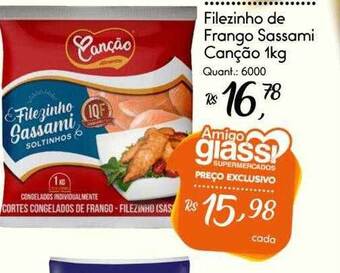 Giassi Supermercados Filezinho de frango sassami canção oferta