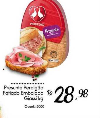 Giassi Supermercados Presunto perdigão fatiado embalado giassi kg oferta