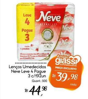 Giassi Supermercados Lenços umedecidos neve leve 4 pague 3 oferta