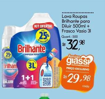 Giassi Supermercados Lava roupas brilhante para diluir + frasco vazio oferta