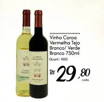 Giassi Supermercados Vinho coroa vermelha tejo branco verde branco oferta