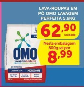 Roldão Lava roupas em pó omo 5,6kg oferta