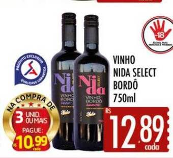Supermercados Avenida Vinho nida select bordô oferta