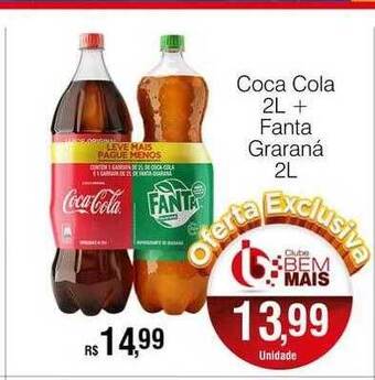 Supermercado Bem Barato Coca cola 2l + fanta guaraná 2l oferta