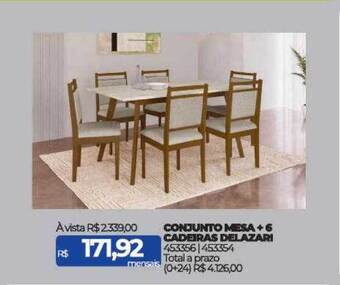 Lojas Certel Conjunto mesa + 6 cadeiras delazari oferta