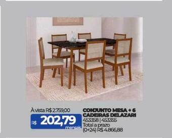 Lojas Certel Conjunto mesa + 6 cadeiras delazari oferta