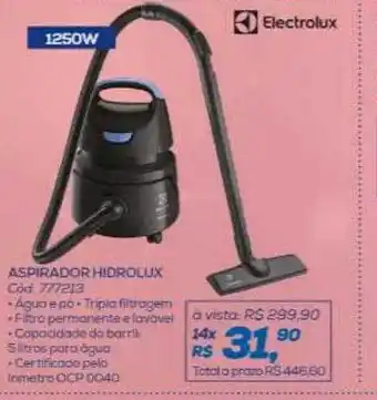Lojas Colombo Aspirador hidrolux electrolux oferta