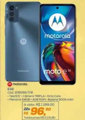 Lojas Colombo Motorola e32 oferta