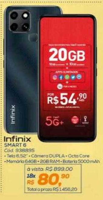 Lojas Colombo Infinix smart 6 oferta