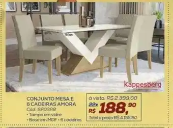 Lojas Colombo Conjunto mesa e 6 cadeiras amora kappesberg oferta