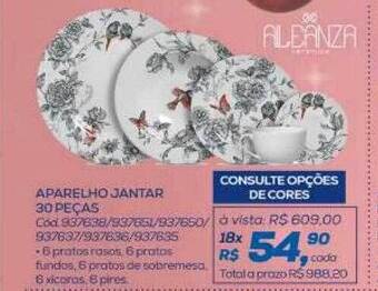 Lojas Colombo Aparelho jantar 30 peças aleanza oferta