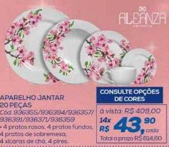 Aparelho jantar 20 peças aleanza