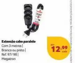 Extensão cabo paralelo com 3 metros branco ou preto
