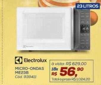 Lojas Colombo Electrolux micro-ondas me23b oferta