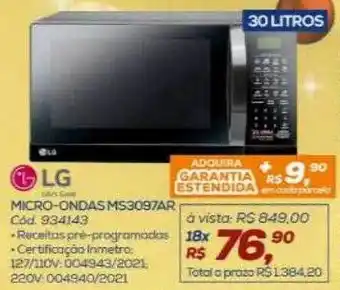 Lojas Colombo Lg micro-ondas ms3097ar oferta