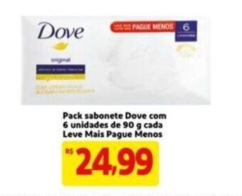 Extra Supermercado Pack sabonete Dove com 6 unidades de 90g cada Lve Mais Pague Menos oferta