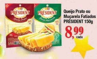 Supermercados Unidos Queijo prato ou muçarela fatiados président oferta
