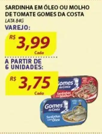 Sardinha em Oleo ou Molho de Tomate Gomes da Costa 84g