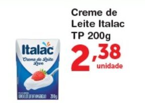 Roldão Creme de Leite Italac TP 200g oferta