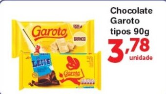 Roldão Chocolate Garoto tipos 90g oferta