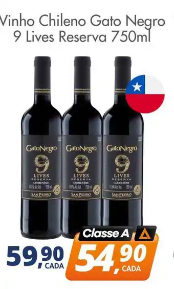 Delta Supermercados Vinho chileno gato negro 9 lives reserva oferta