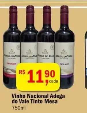 Ultrabox Vinho Nacional Adega do Vale tinto mesa 750ml oferta